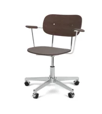 Co Task Chair with Armrest, polished aluminium/dark oak