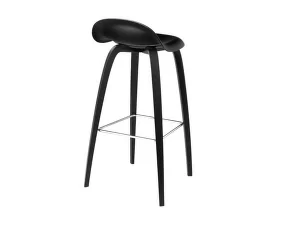 3D Bar Stool Black Wood Base, black