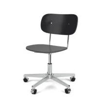 Co Task Chair, polished aluminium/black oak
