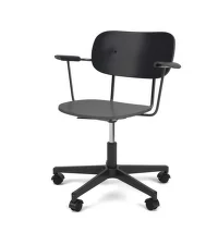 Co Task Chair with Armrest, black/black oak