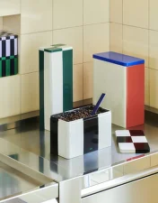 Tin Container X-Large, off-white, blue and red