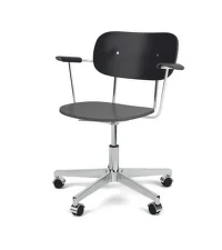Co Task Chair with Armrest, polished aluminium/black oak