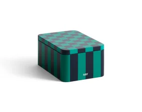 Tin Container Small, green and dark blue