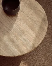 Epic Coffee Table Ø80, warm taupe travertine