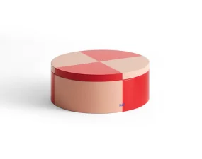 Tin Container Round, red and soft pink