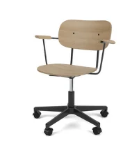 Co Task Chair with Armrest, black/natural oak