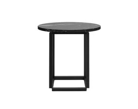 Florence Side Table Ø50, black Marquina marble / black