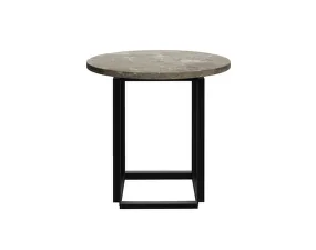 Florence Side Table Ø50, gris du Marais marble / black