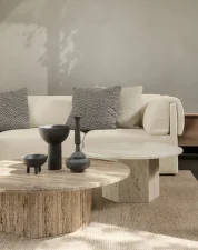 Epic Coffee Table Ø110, warm taupe travertine
