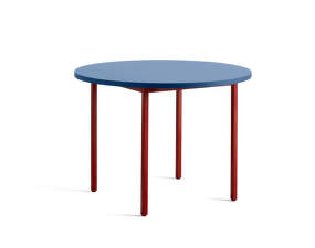 Two-Colour Dining Table Ø105, maroon red/blue