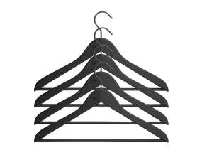 Soft Coat Hanger Slim w. Bar, Set of 4, black