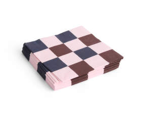 Pattern Napkins Lunch, set of 20, light pink, bordeaux and black M check