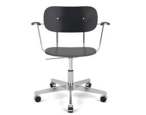 Co Task Chair with Armrest, polished aluminium/black oak