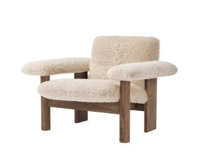 Brasilia Lounge Chair Low Back, Sheepskin nature/walnut