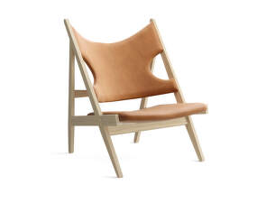 Knitting Lounge Chair Leather, natural oak/Dunes 21000