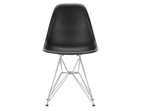 Eames Plastic Side Chair DSR RE, deep black/chrome