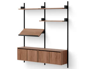 Living Shelf Cabinets Low w. Doors, walnut/black