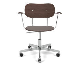 Co Task Chair with Armrest, polished aluminium/dark oak