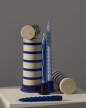 Column Candleholder L, blue