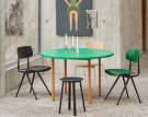 Two-Colour Dining Table Ø105, ochre/green mint