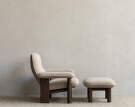 Brasilia Lounge Chair, Bouclé 02/dark stained oak