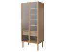 Cana Wardrobe w. Glass Doors and Shelves, oiled oak