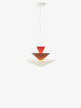 Gio LN14 Chandelier, vermilion red/dark burgundy/ecru white