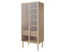 Cana Wardrobe w. Glass Doors and Shelves, white oiled oak