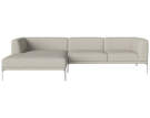 Caisa 3-Seater w. chaise longue, brushed steel/Nantes sand