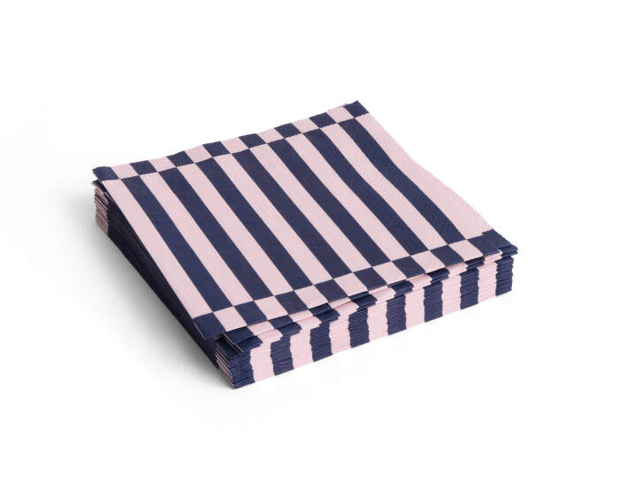 Pattern Napkins Lunch, set of 20, light pink and dark blue pillar stripe