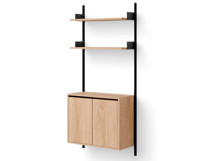 Wall Shelf 1900 Cabinet Tall w. Doors, oak/black