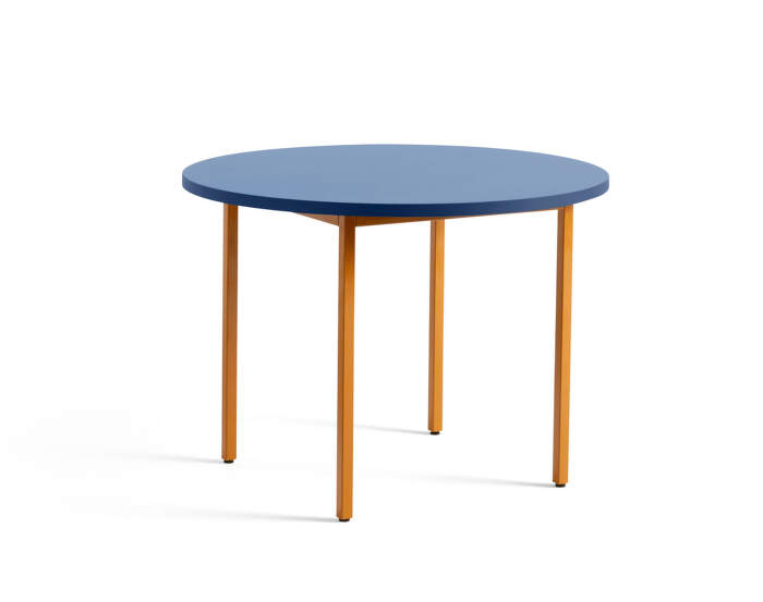 Two-Colour Dining Table Ø105, ochre/blue