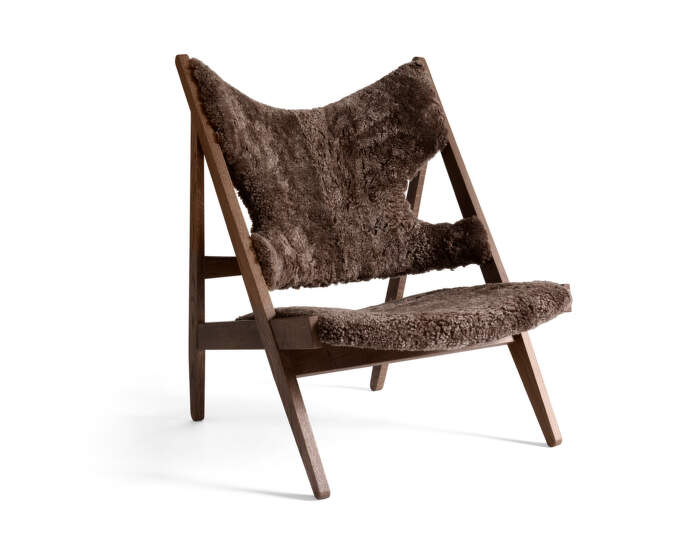 Knitting Lounge Chair Sheepskin, dark oak/root