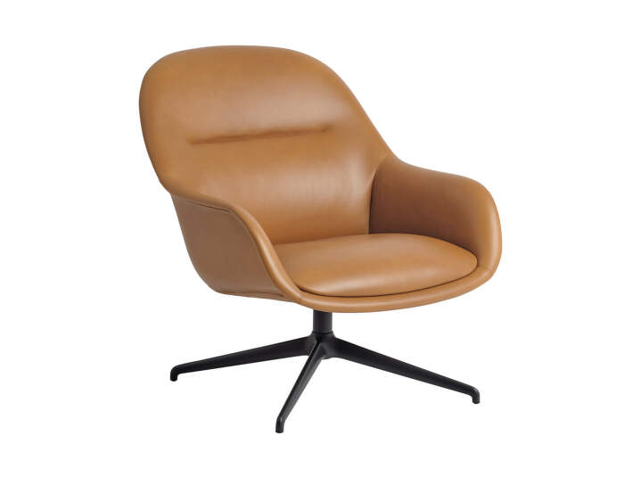 Fiber Lounge Armchair Swivel, cognac/black