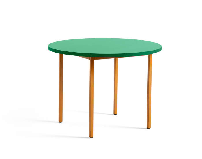 Two-Colour Dining Table Ø105, ochre/green mint