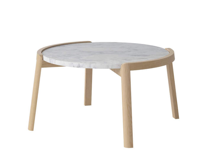 Mix Coffee Table Ø65, white oiled oak/grey white marble