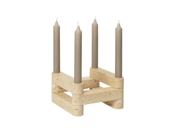 Newel Modular Candle Holder Set, travertine