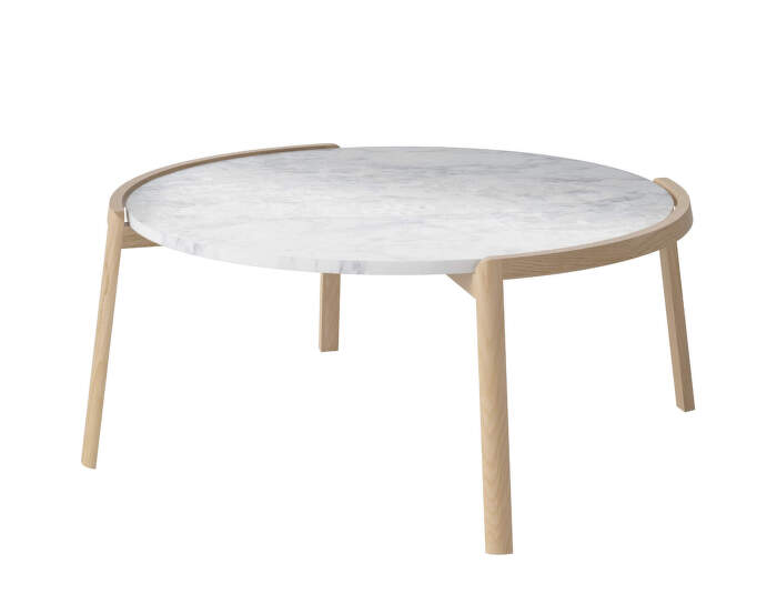 Mix Coffee Table Ø94, white oiled oak/grey white marble