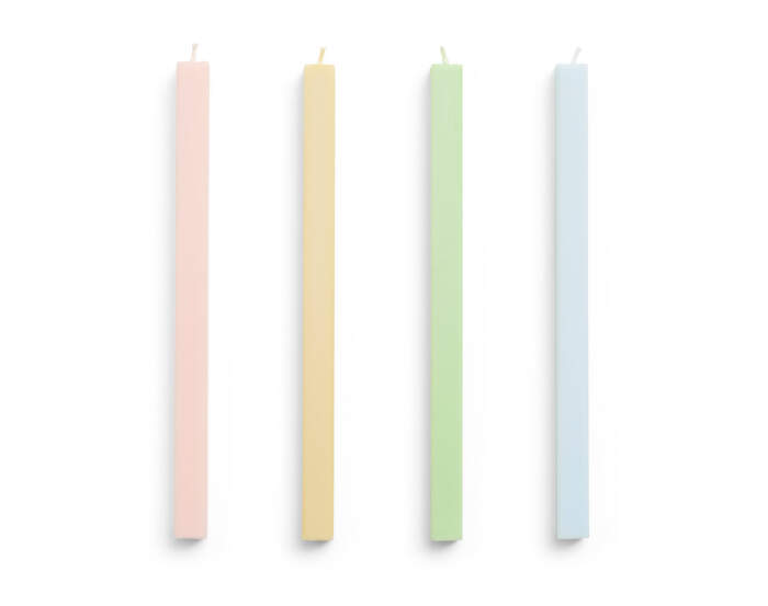 Square Candle, set of 4, pastel