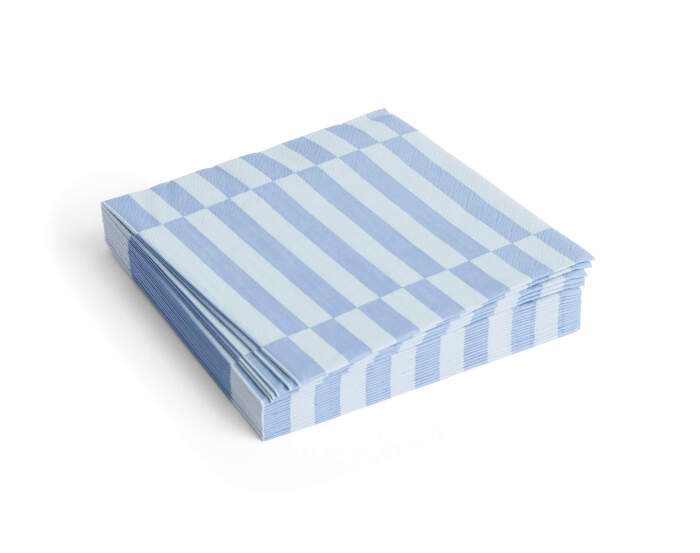 Pattern Napkins Lunch, set of 20, light blue and dusty blue pillar stripe