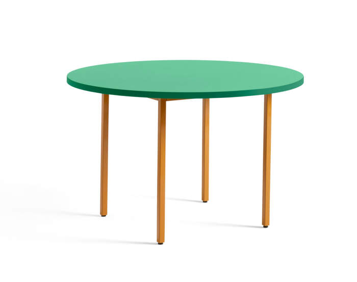 Two-Colour Dining Table Ø120, ochre/green mint