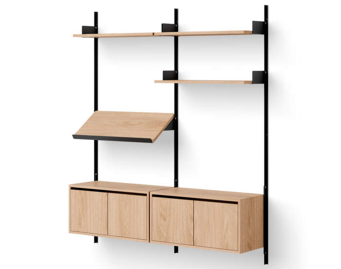 Living Shelf Cabinets Low w. Doors, oak/black