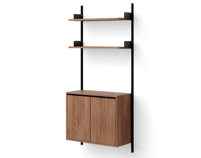 Wall Shelf 1900 Cabinet Tall w. Doors, walnut/black