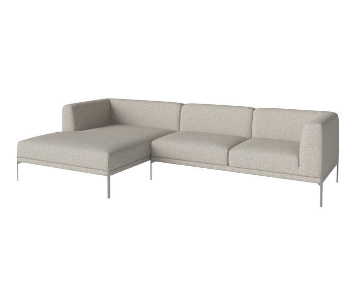 Caisa 3-Seater w. chaise longue, brushed steel/Nantes sand