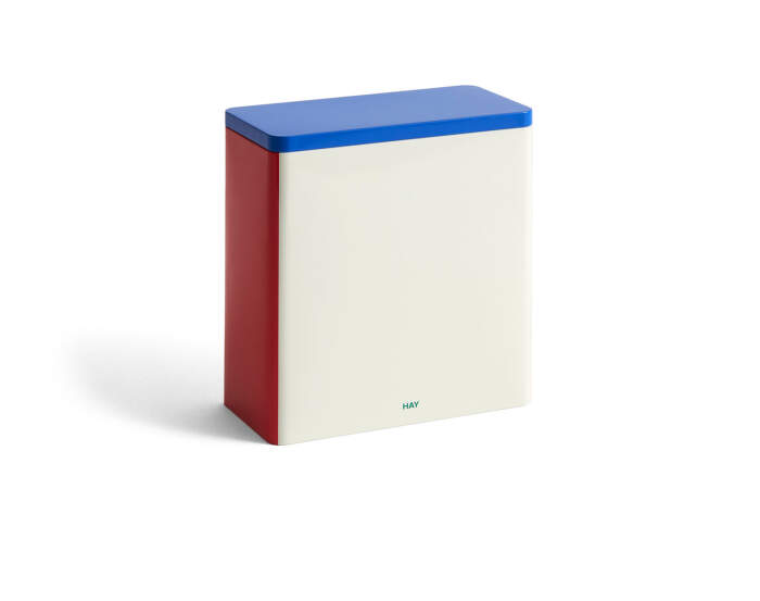 Tin Container X-Large, off-white, blue and red