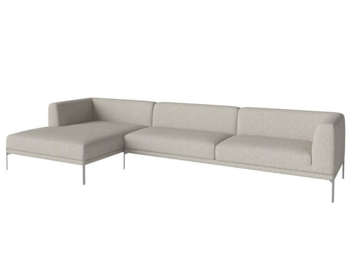 Caisa 4-Seater w. chaise longue, brushed steel/Nantes sand