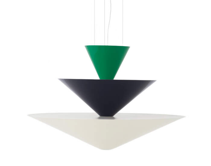 Gio LN15 Chandelier, signal green/deep blue/ecru white