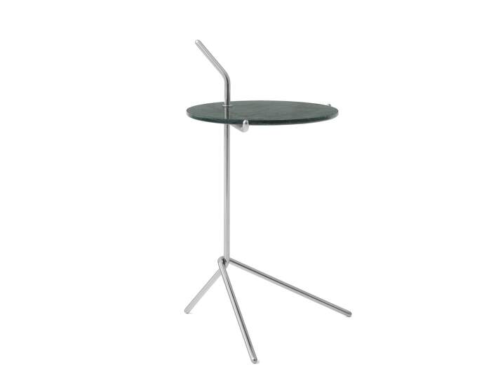 Halten Side Table, stainless steel / Verde Guatemala Marble