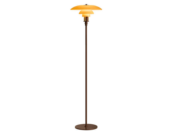 PH 3½-2½ Floor Lamp, aged brass/yellow glass