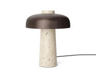 Reverse Table Lamp, travertine / bronzed brass